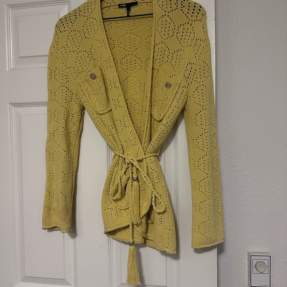 Sandro Eyelet Yellow Sweater